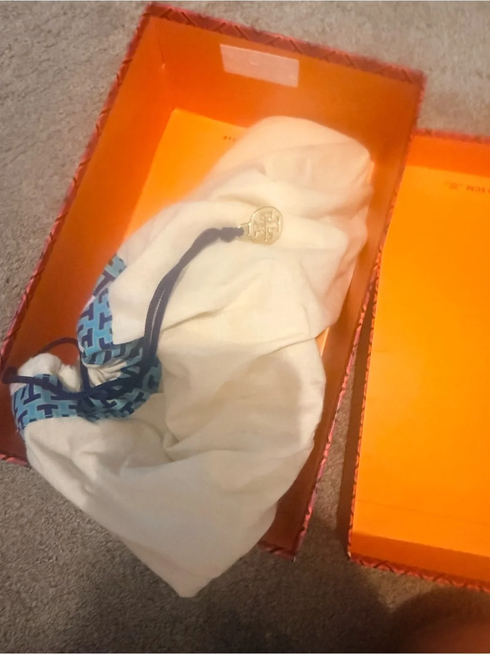 Tory Burch Gold Metallic Logo Thong Sandals